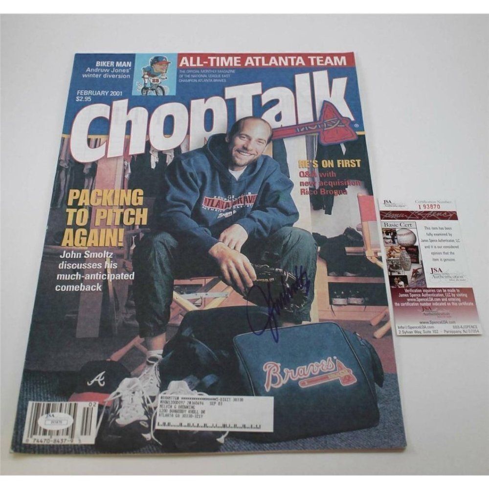 John Smoltz Signed Magazine Chop Talk February  2001 JSA COA Atlanta Braves